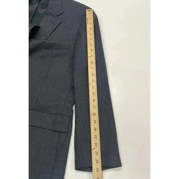 Brooks Brothers 346 Mens Dark Gray Pinstripe Wool Suit Jacket Sport Coat 46R - Picture 10 of 16